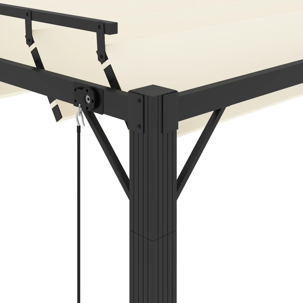 krémszínű szövet és alumínium pavilon lamellás tetővel 3 x 4 m