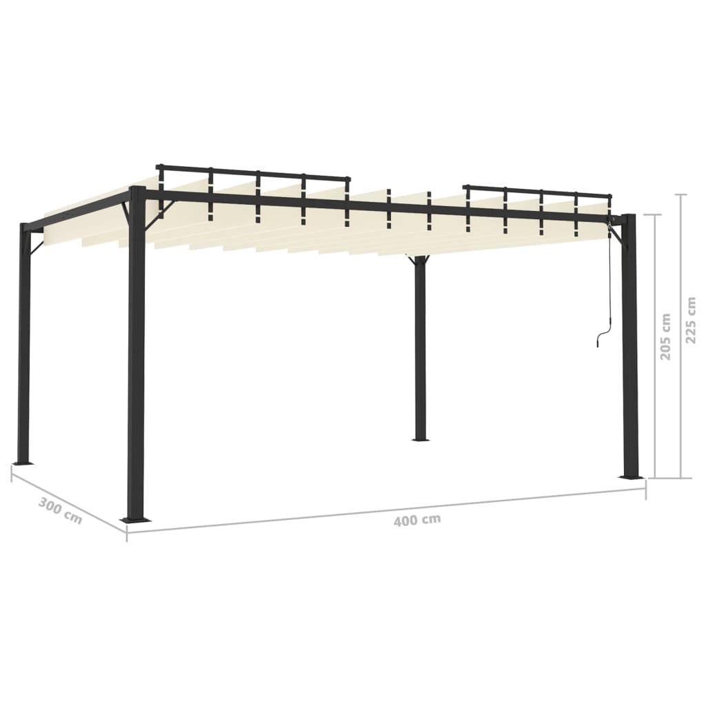 krémszínű szövet és alumínium pavilon lamellás tetővel 3 x 4 m