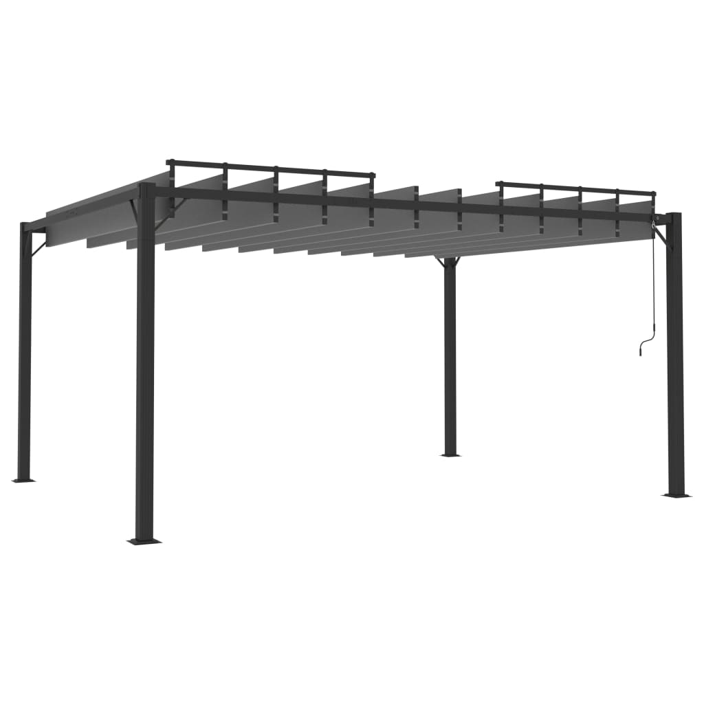 szürke szövet és alumínium pavilon lamellás tetővel 3 x 4 m