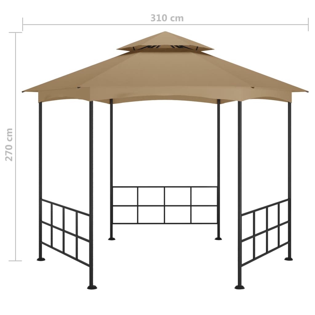 tópszínű pavilon oldalfalakkal 3,1 x 2,7 m