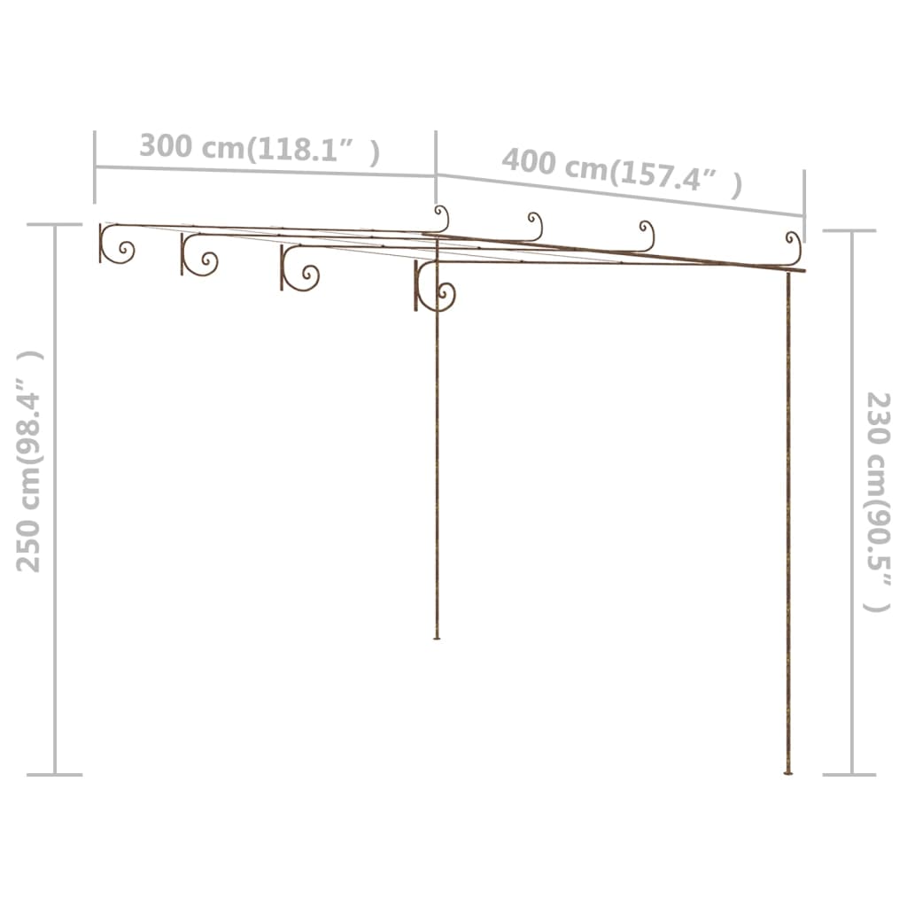 antik barna vas kerti pergola 4 x 3 x 2,5 m