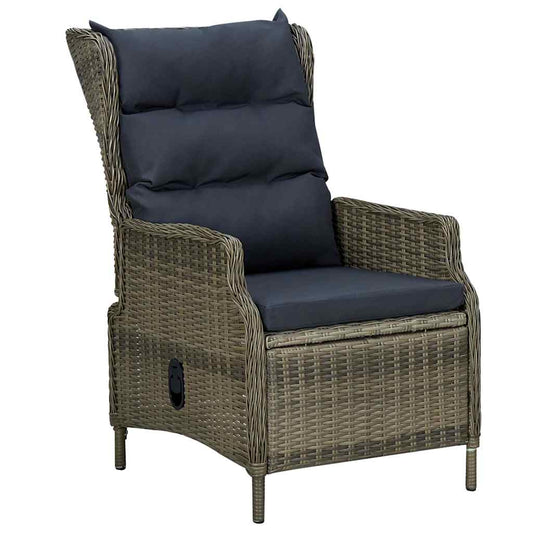 barna dönthető háttámlás polyrattan kerti szék párnákkal