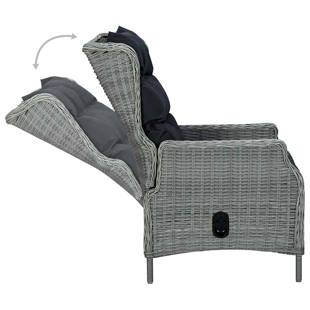világosszürke dönthető polyrattan kerti szék lábzsámollyal