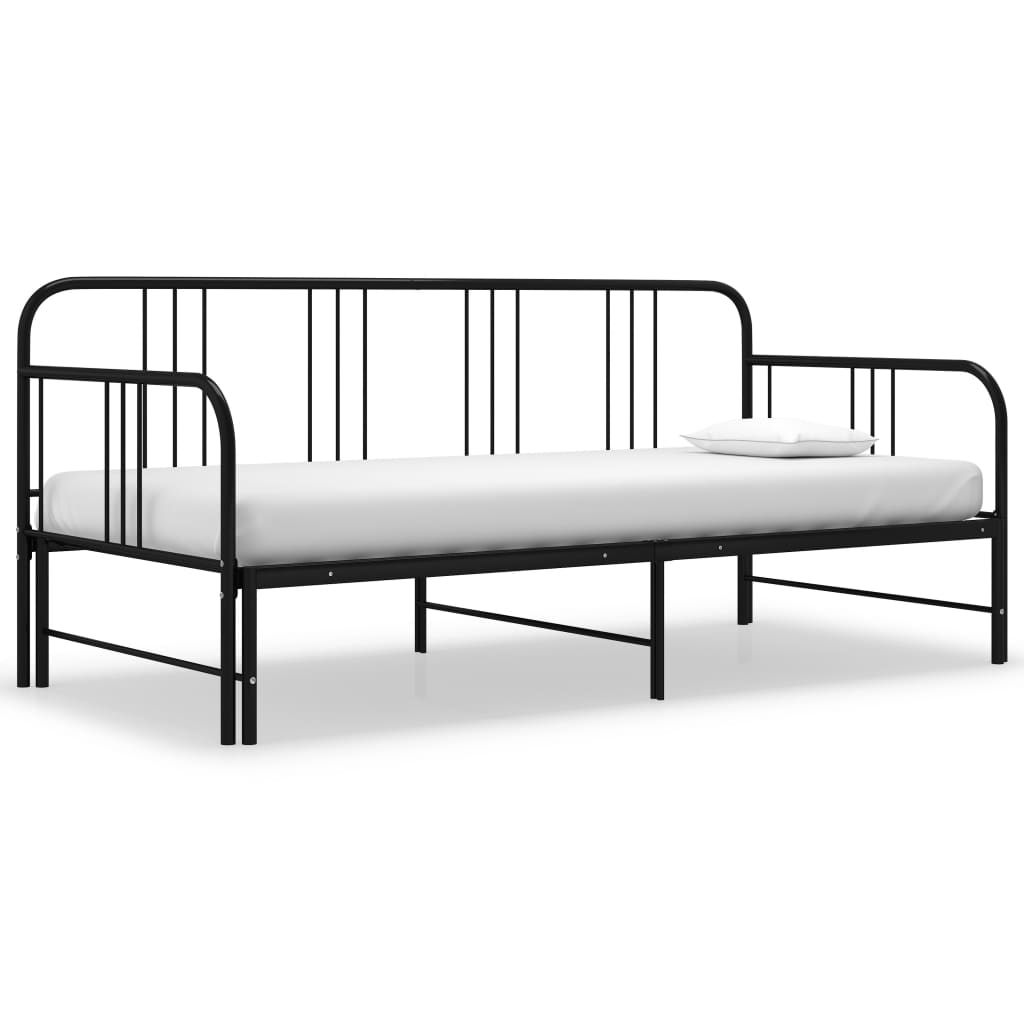 fekete fém kihúzható kanapéágy-keret 90 x 200 cm