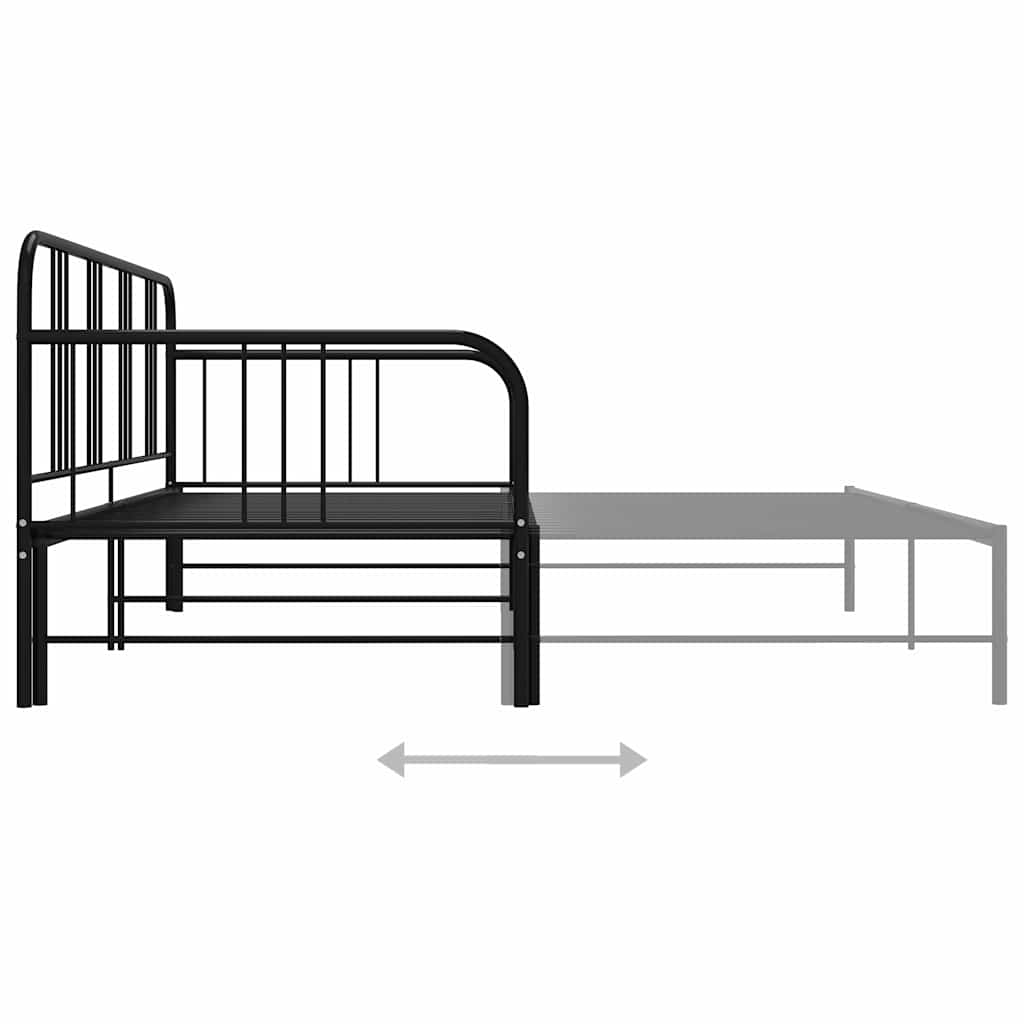 fekete fém kihúzható kanapéágy-keret 90 x 200 cm