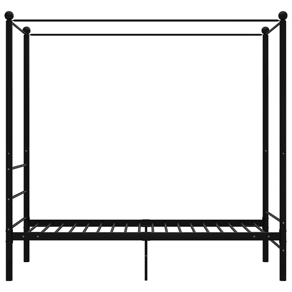 fekete fém baldachinos ágykeret 90 x 200 cm