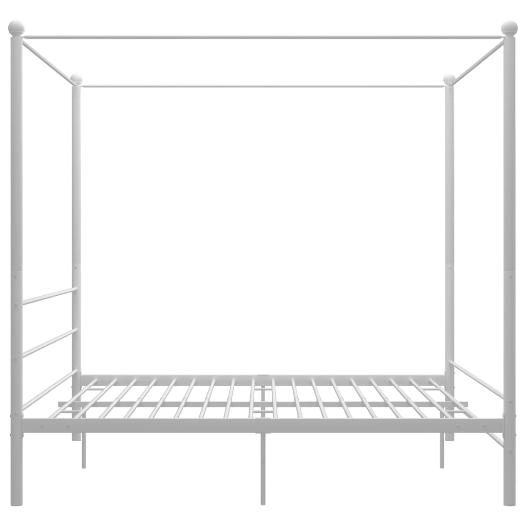 fehér fém baldachinos ágykeret 200 x 200 cm