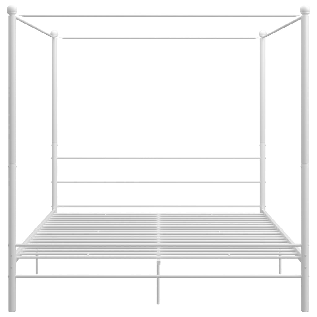 fehér fém baldachinos ágykeret 200 x 200 cm