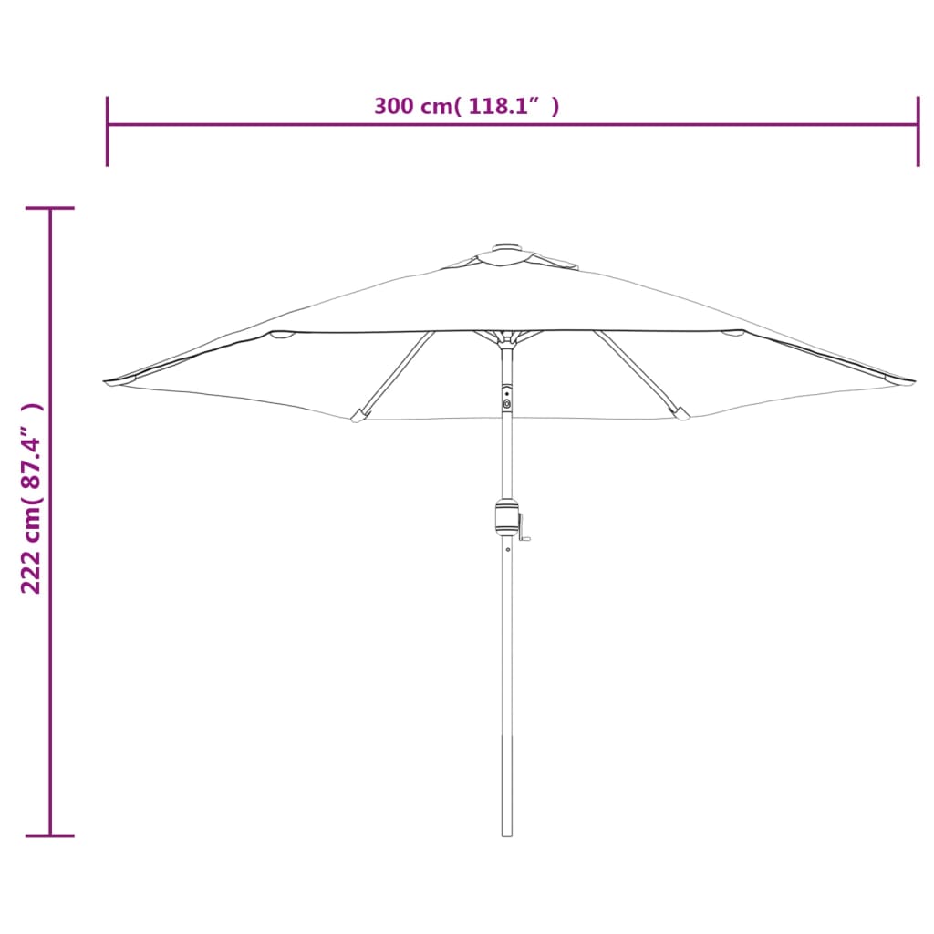 terrakotta színű kültéri napernyő fémrúddal 300 cm
