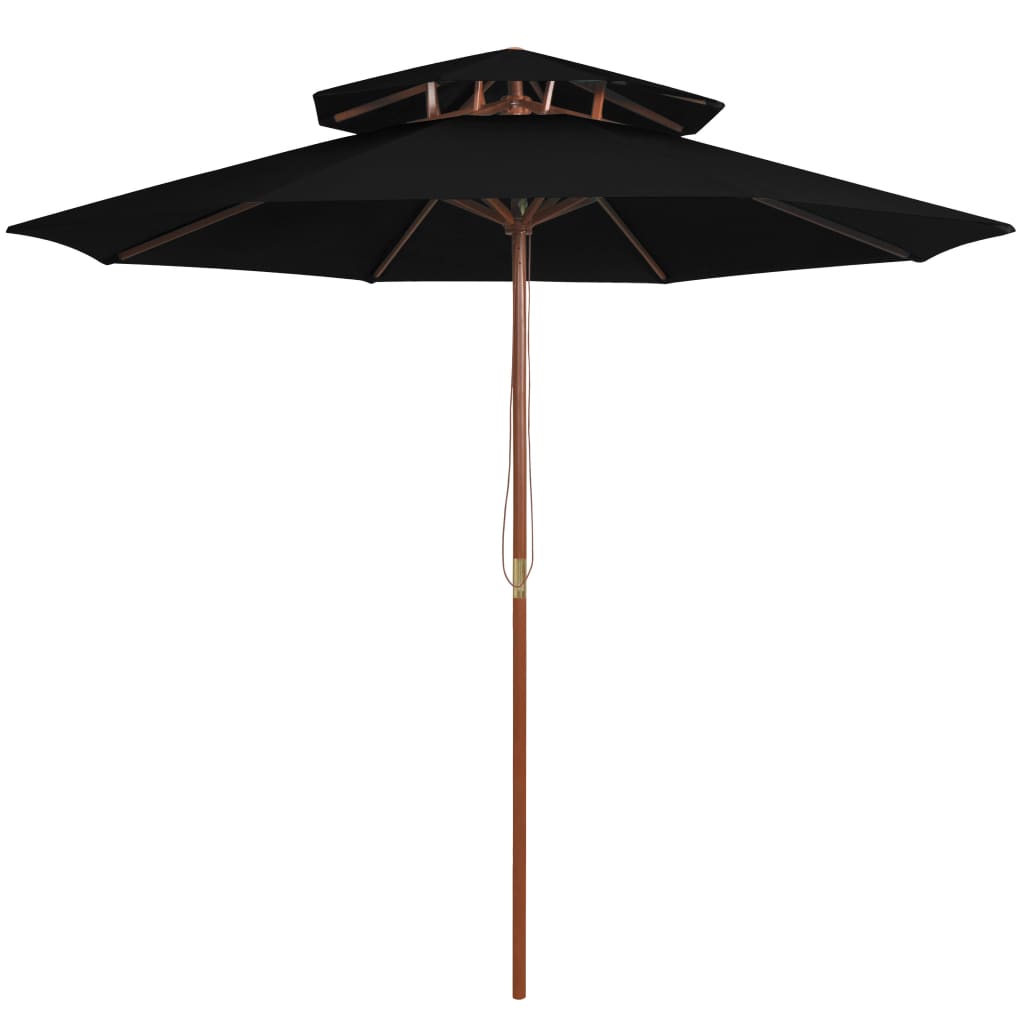 fekete kétszintes napernyő farúddal 270 cm