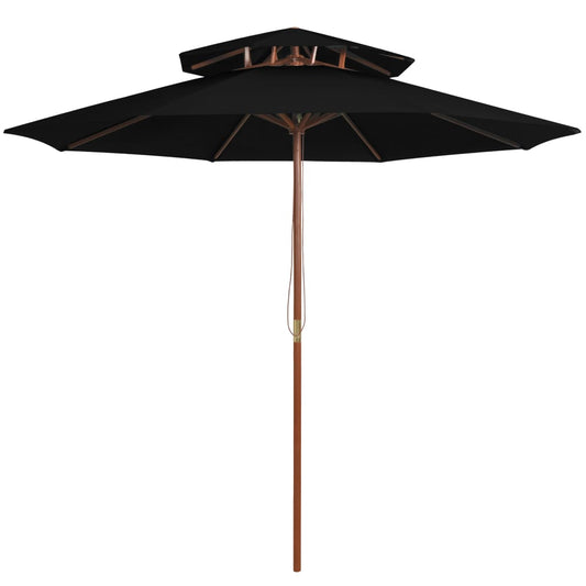 fekete kétszintes napernyő farúddal 270 cm