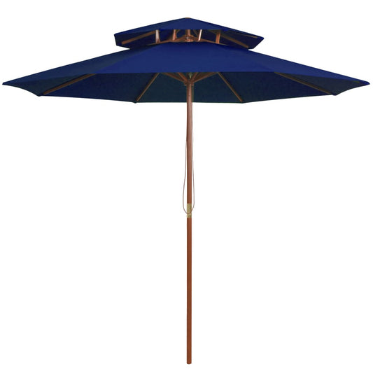 kék kétszintes napernyő farúddal 270 cm