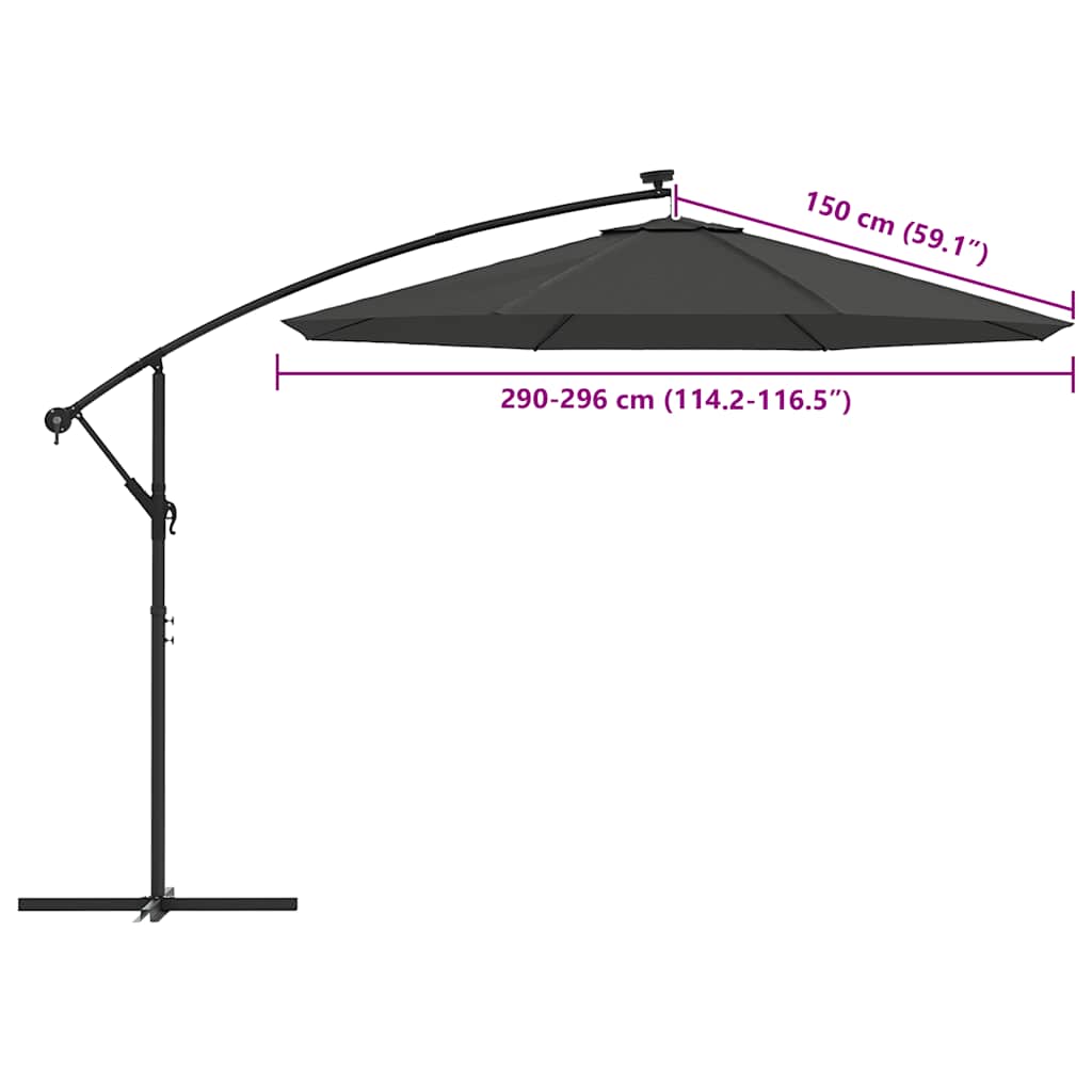 antracitszürke konzolos napernyő csereponyva 300 cm
