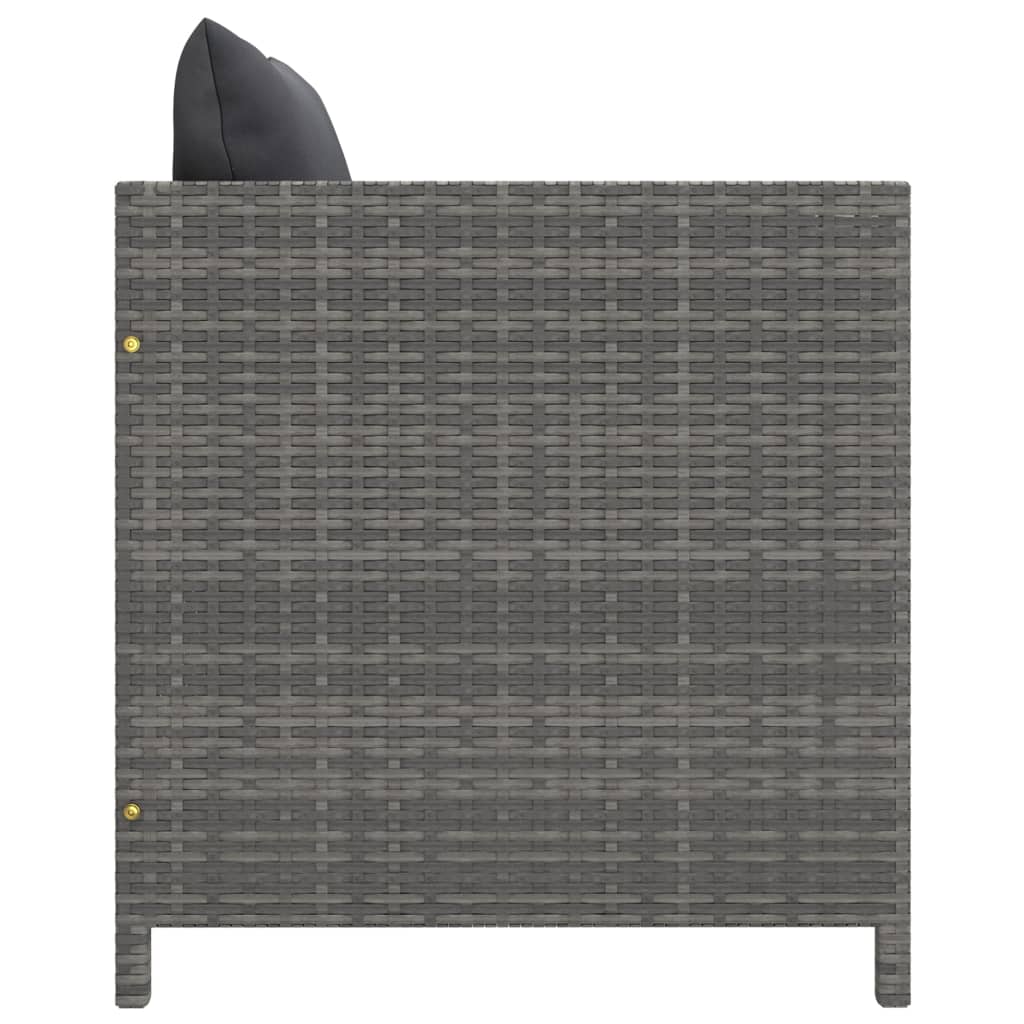 szürke polyrattan kerti kanapé párnákkal
