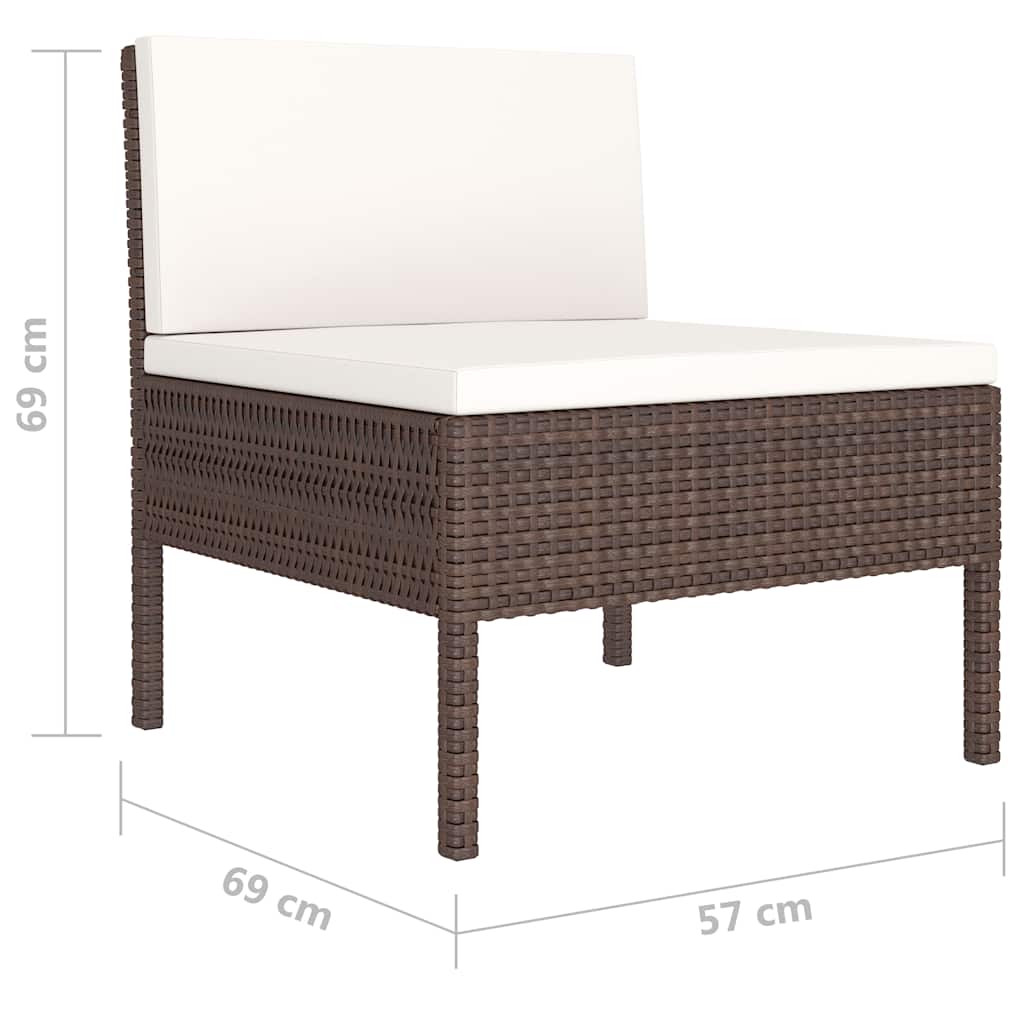 10 részes barna polyrattan kerti bútorszett párnákkal