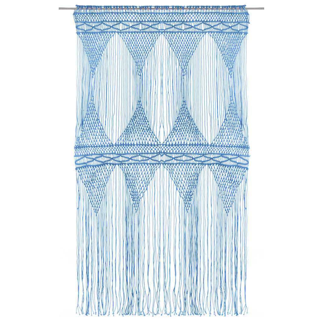 kék makramé pamutfüggöny 140 x 240 cm
