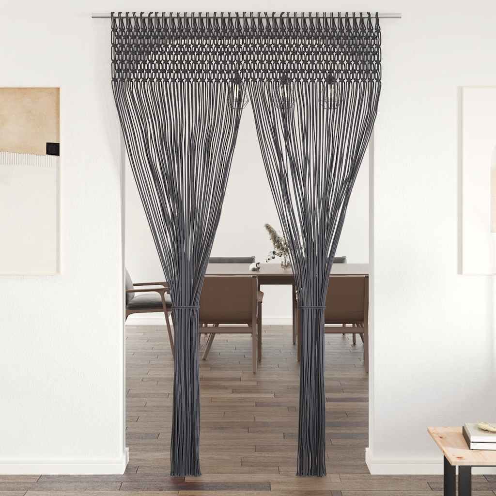 antracitszürke makramé pamutfüggöny 140 x 240 cm