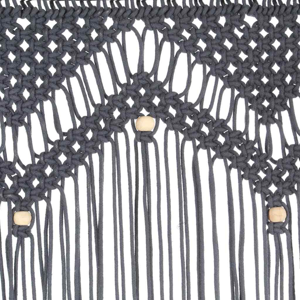 antracitszürke makramé pamutfüggöny 140 x 240 cm