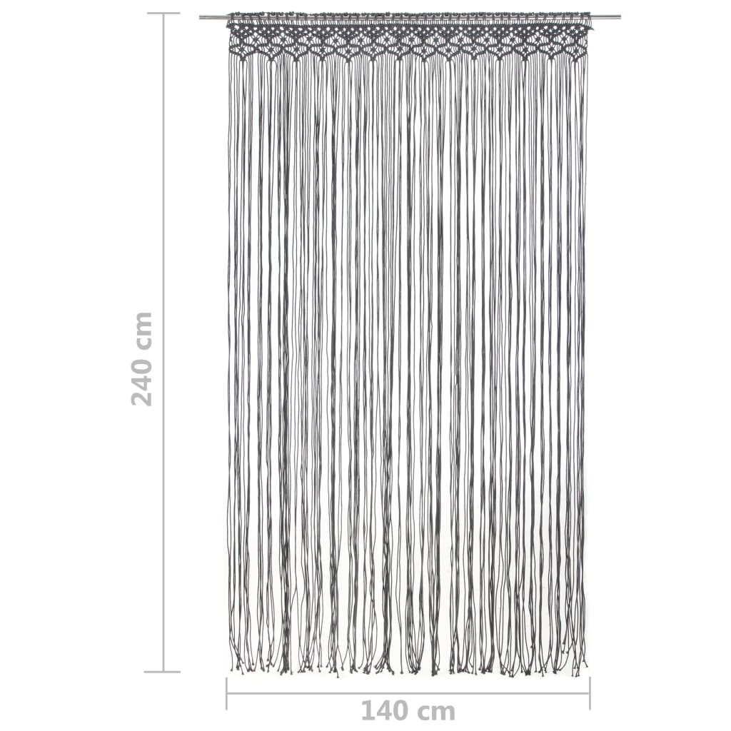 antracitszürke makramé pamutfüggöny 140 x 240 cm