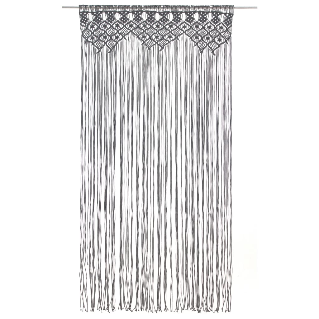 antracitszürke makramé pamutfüggöny 140 x 240 cm