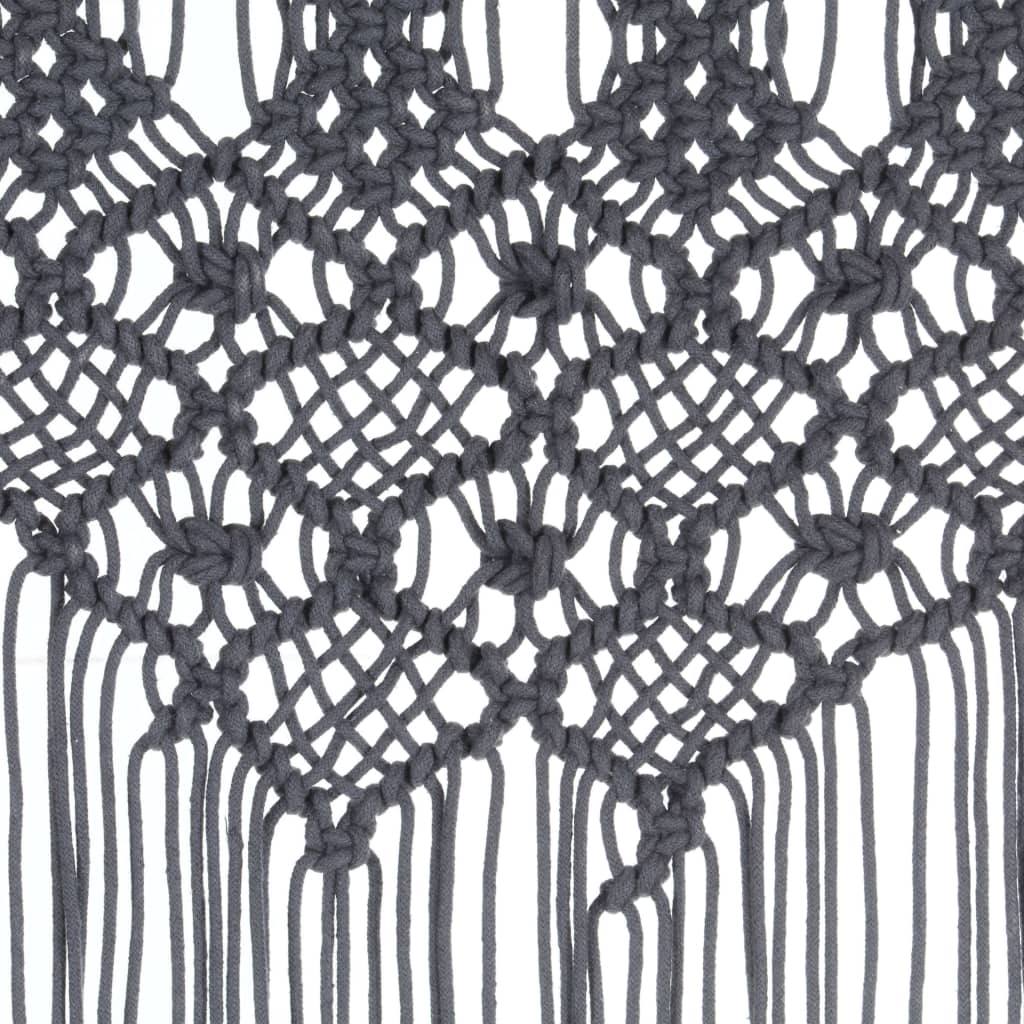 antracitszürke makramé pamutfüggöny 140 x 240 cm