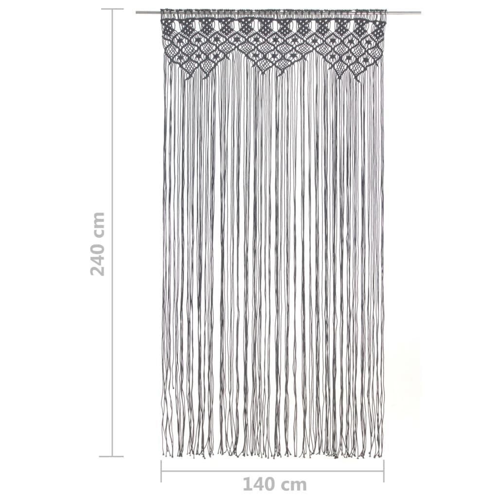 antracitszürke makramé pamutfüggöny 140 x 240 cm