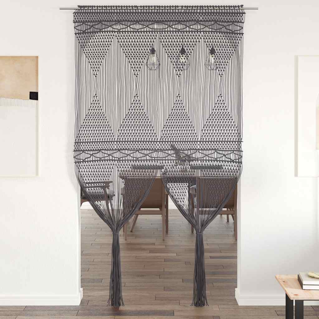 antracitszürke makramé pamutfüggöny 140 x 240 cm