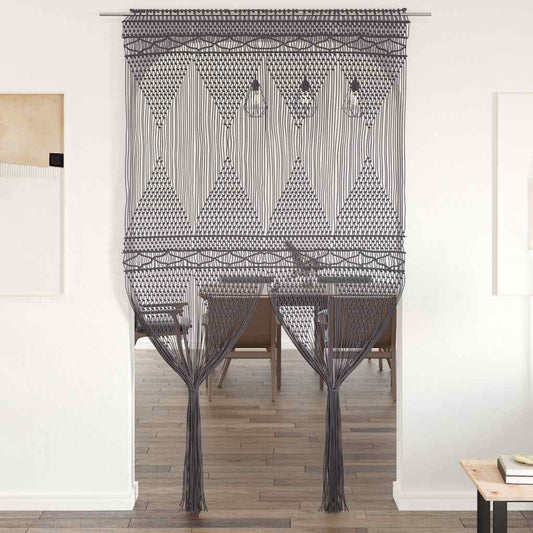 antracitszürke makramé pamutfüggöny 140 x 240 cm