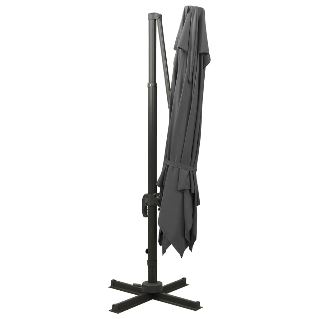 antracitszürke dupla tetejű konzolos napernyő 300 x 300 cm