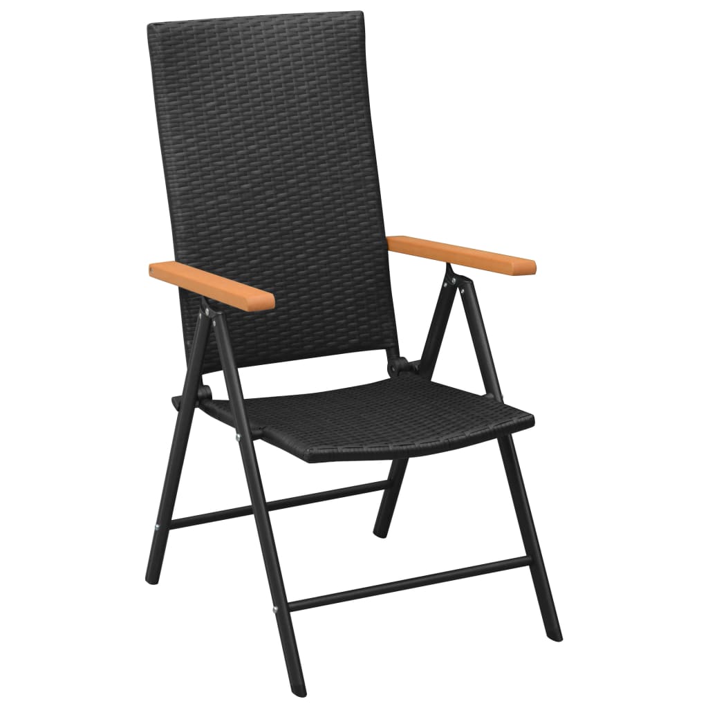 4 db fekete polyrattan kerti szék