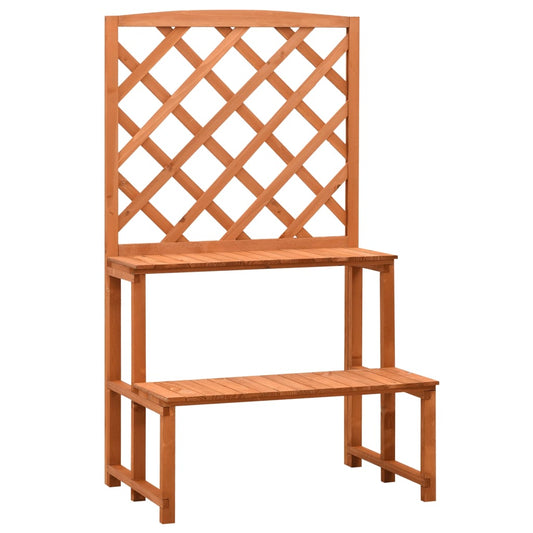 narancssárga tömör fenyőfa rácsos növényállvány 70x42x120 cm