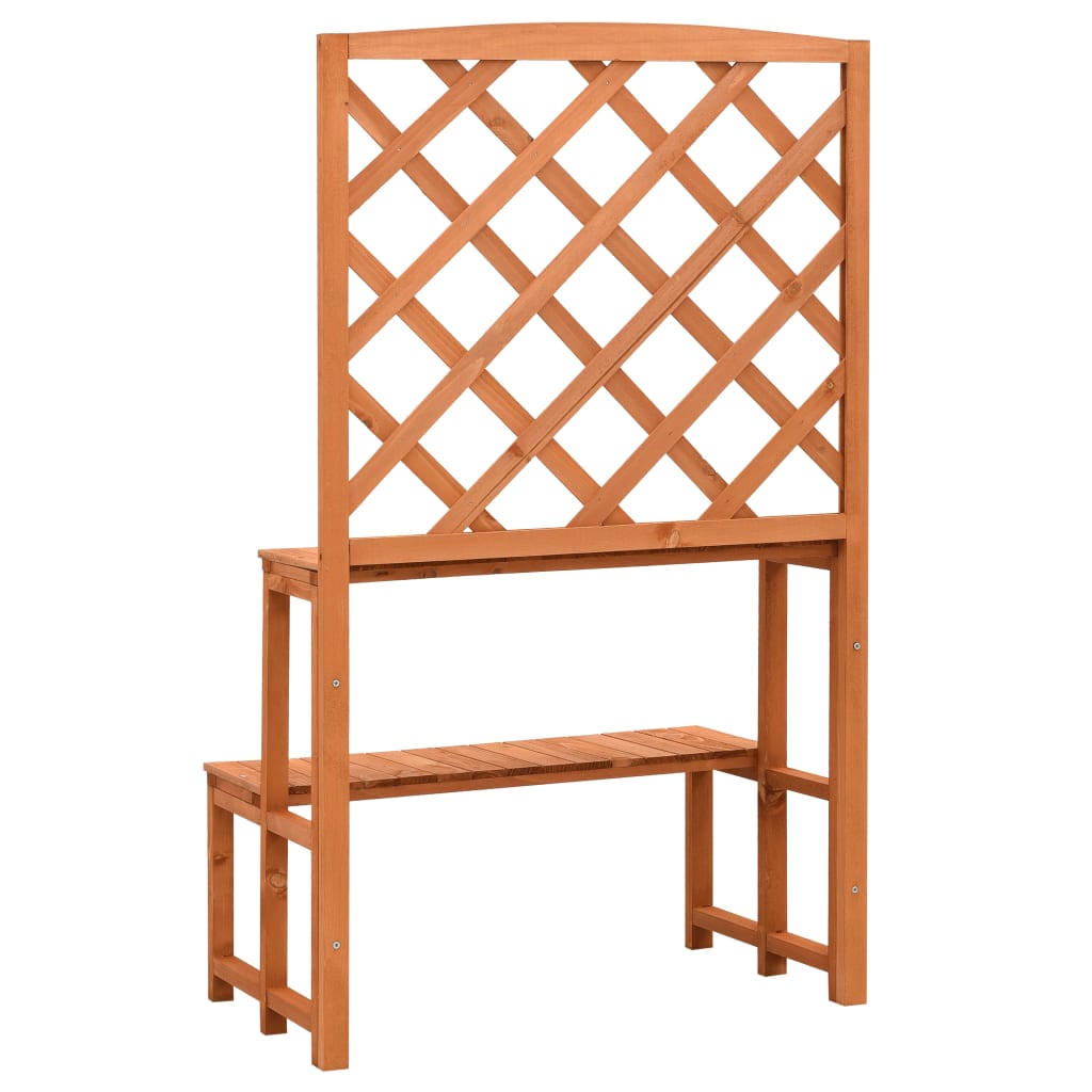 narancssárga tömör fenyőfa rácsos növényállvány 70x42x120 cm