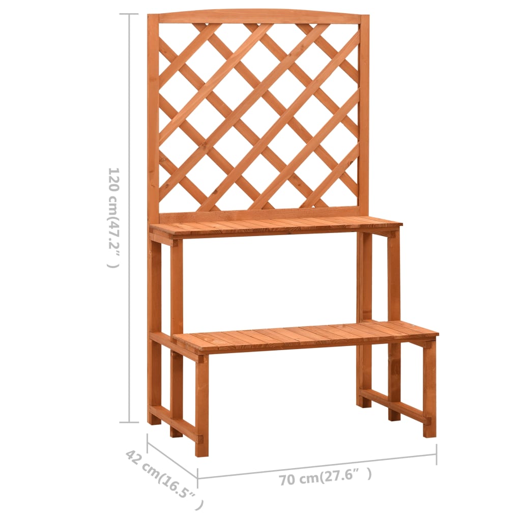 narancssárga tömör fenyőfa rácsos növényállvány 70x42x120 cm