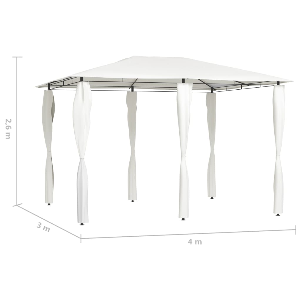 krémszínű pavilon oszlop takarókkal 3 x 4 x 2,6 m 160 g/m²