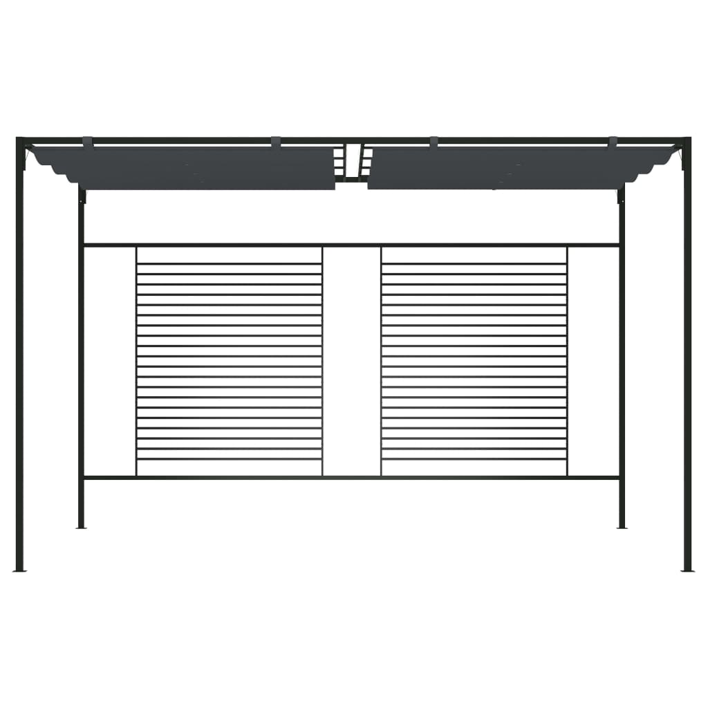antracitszürke pavilon behúzható tetővel 3 x 4 x 2,3 m 180 g/m²