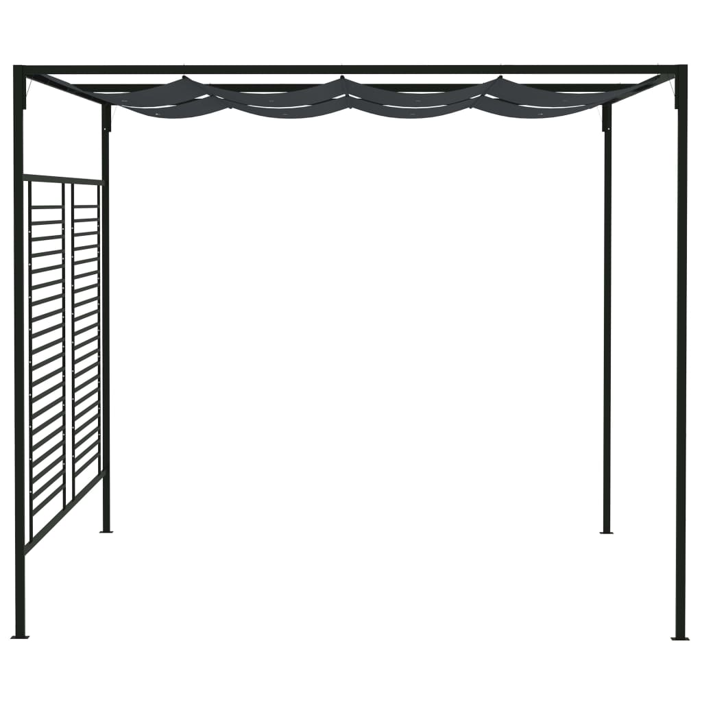 antracitszürke pavilon behúzható tetővel 3 x 4 x 2,3 m 180 g/m²