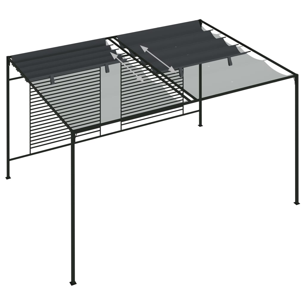 antracitszürke pavilon behúzható tetővel 3 x 4 x 2,3 m 180 g/m²
