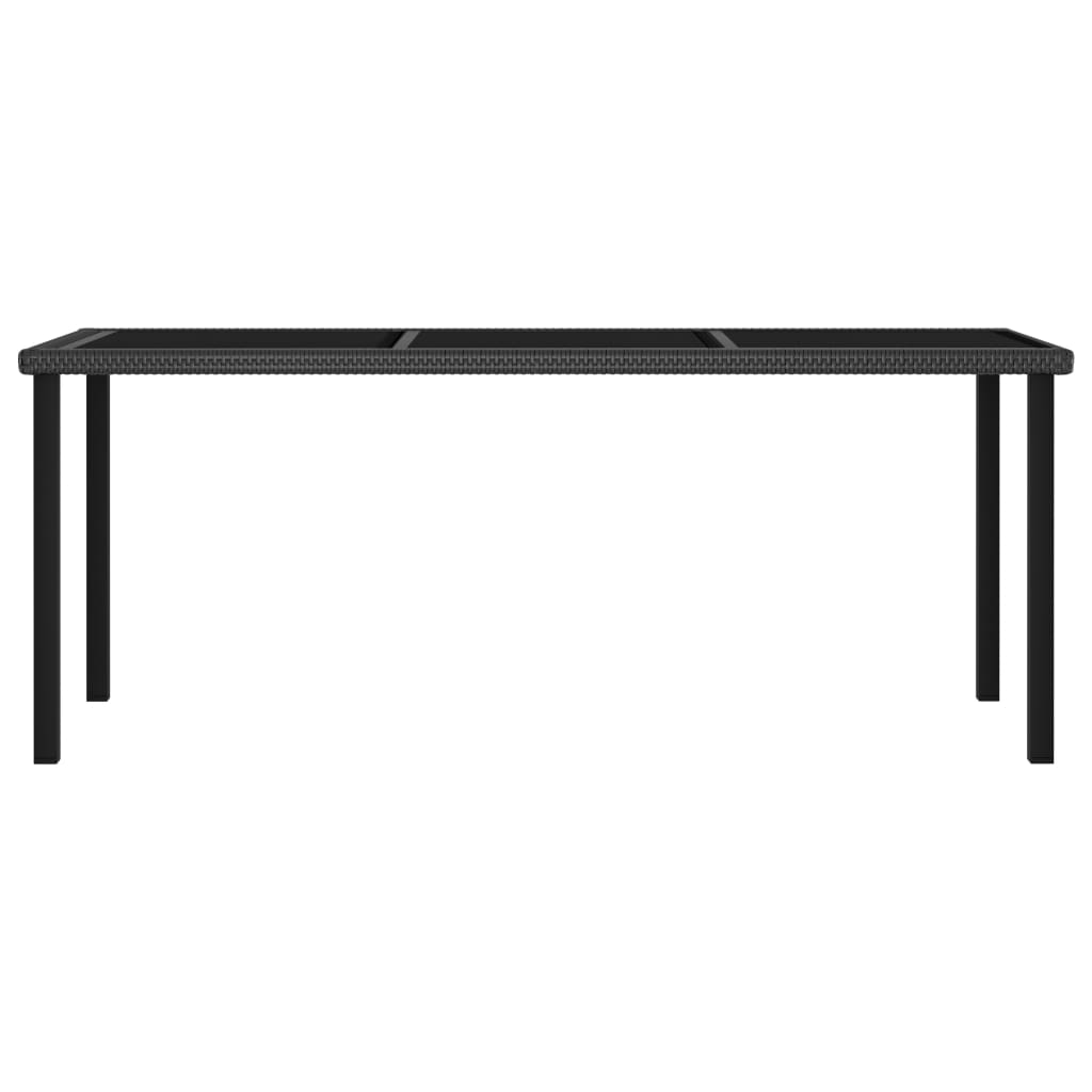fekete polyrattan kerti étkezőasztal 180 x 70 x 73 cm