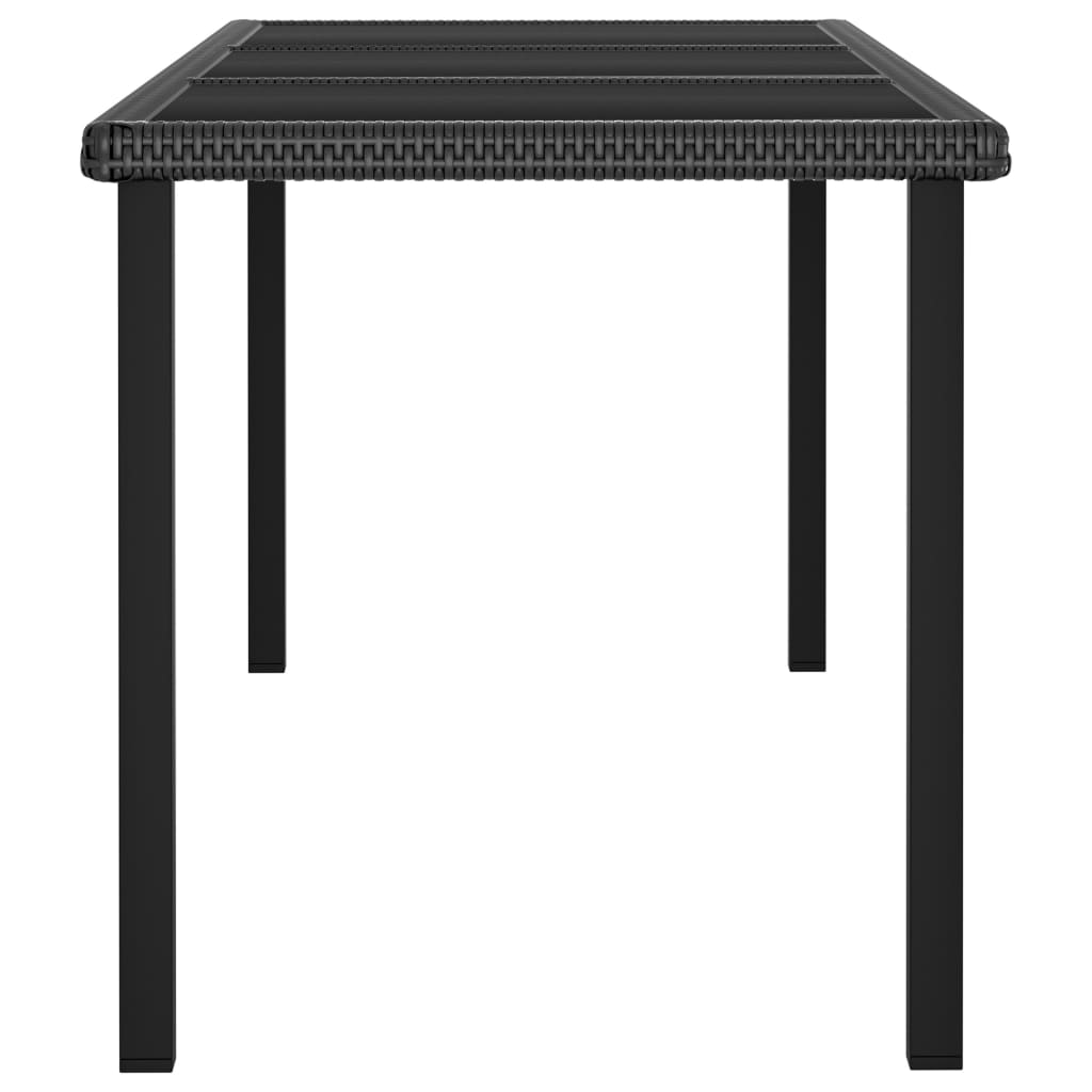fekete polyrattan kerti étkezőasztal 180 x 70 x 73 cm