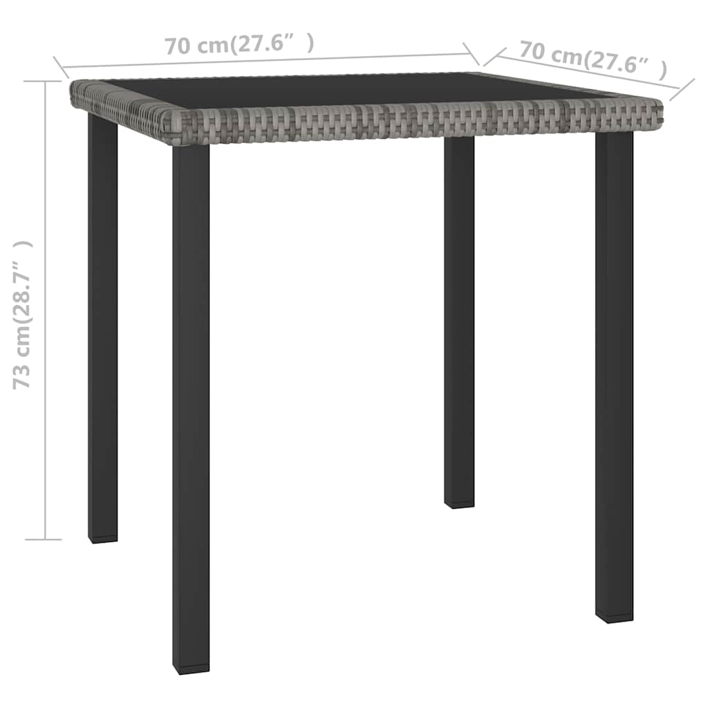 szürke polyrattan kerti étkezőasztal 70 x 70 x 73 cm