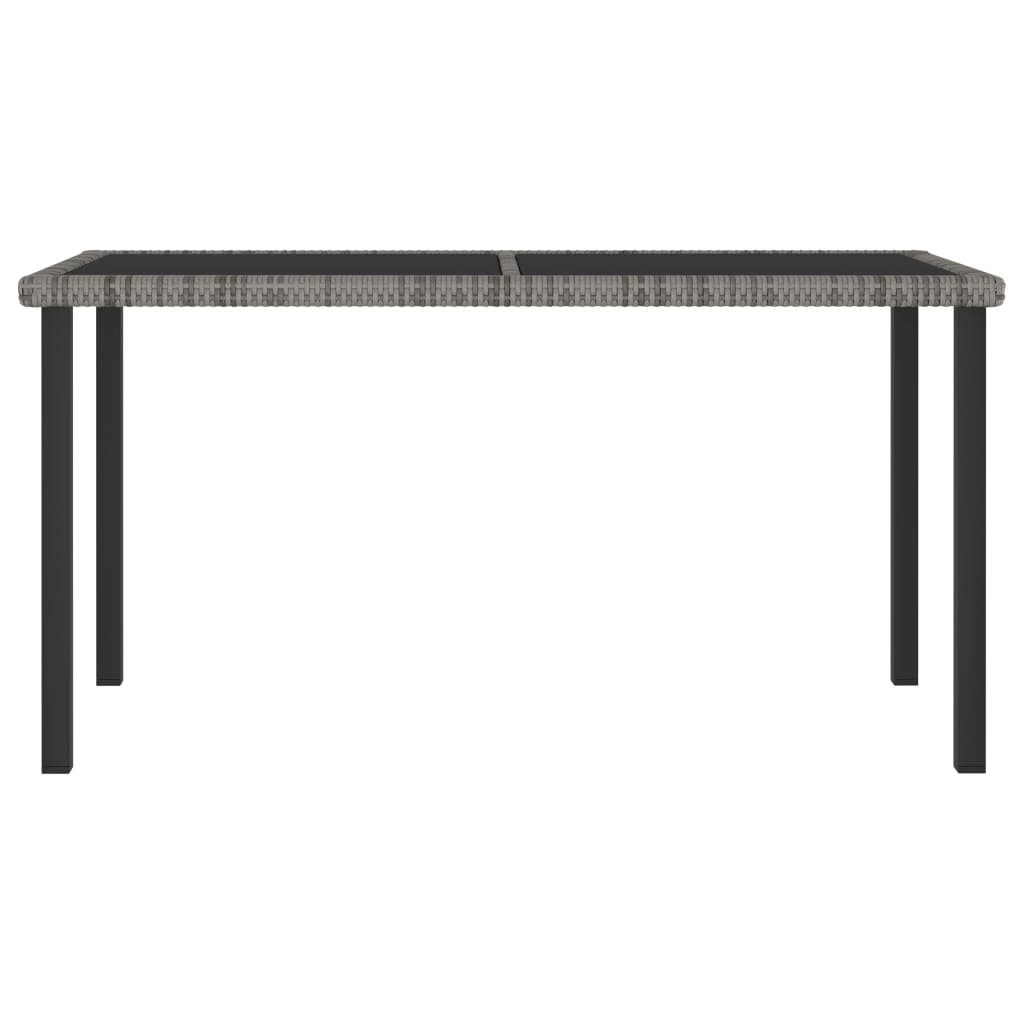 szürke polyrattan kerti étkezőasztal 140 x 70 x 73 cm