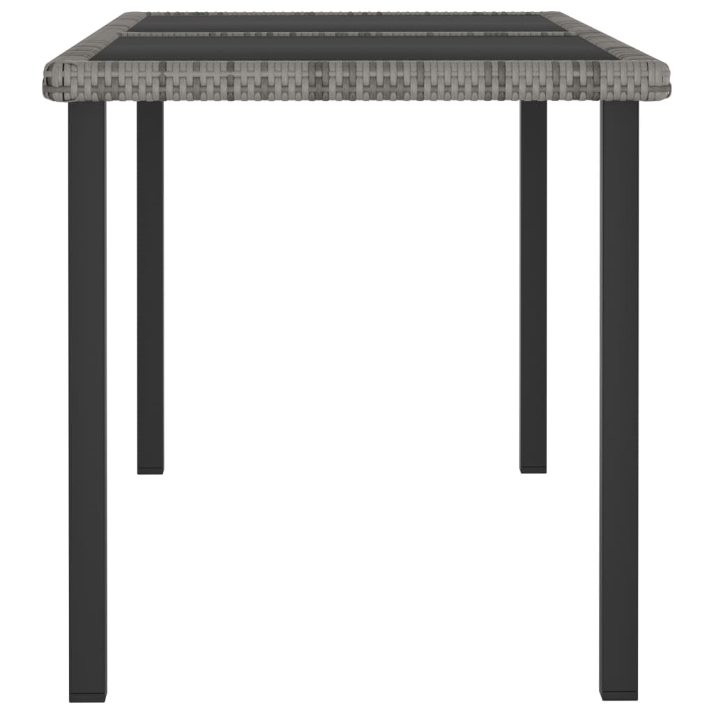szürke polyrattan kerti étkezőasztal 140 x 70 x 73 cm