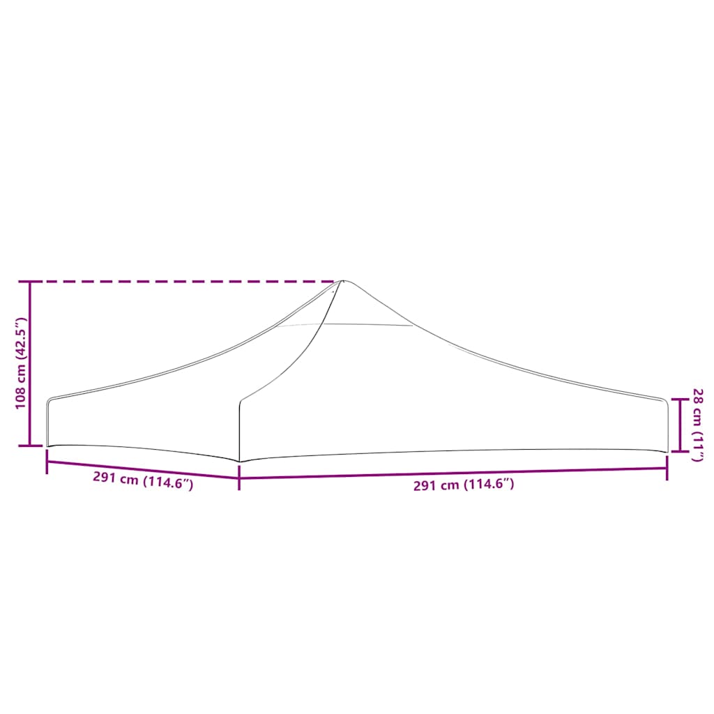 tópszínű tető partisátorhoz 3 x 3 m 270 g/m²