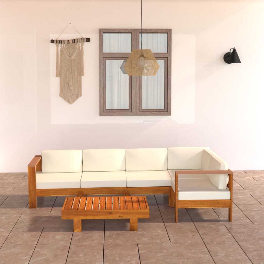 6 részes akácfa kerti pihenőgarnitúra párnákkal 100 x 60 cm