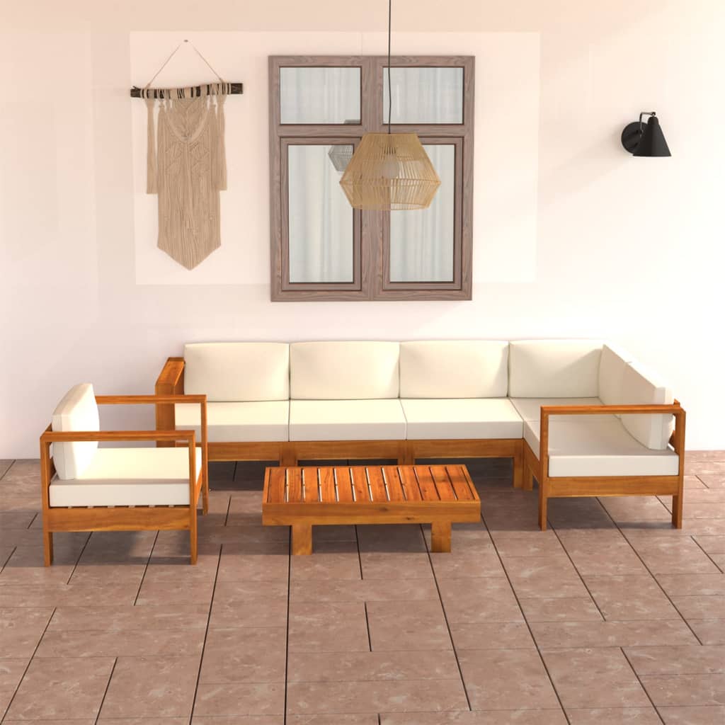7 részes akácfa kerti pihenőgarnitúra párnákkal 100 x 60 cm