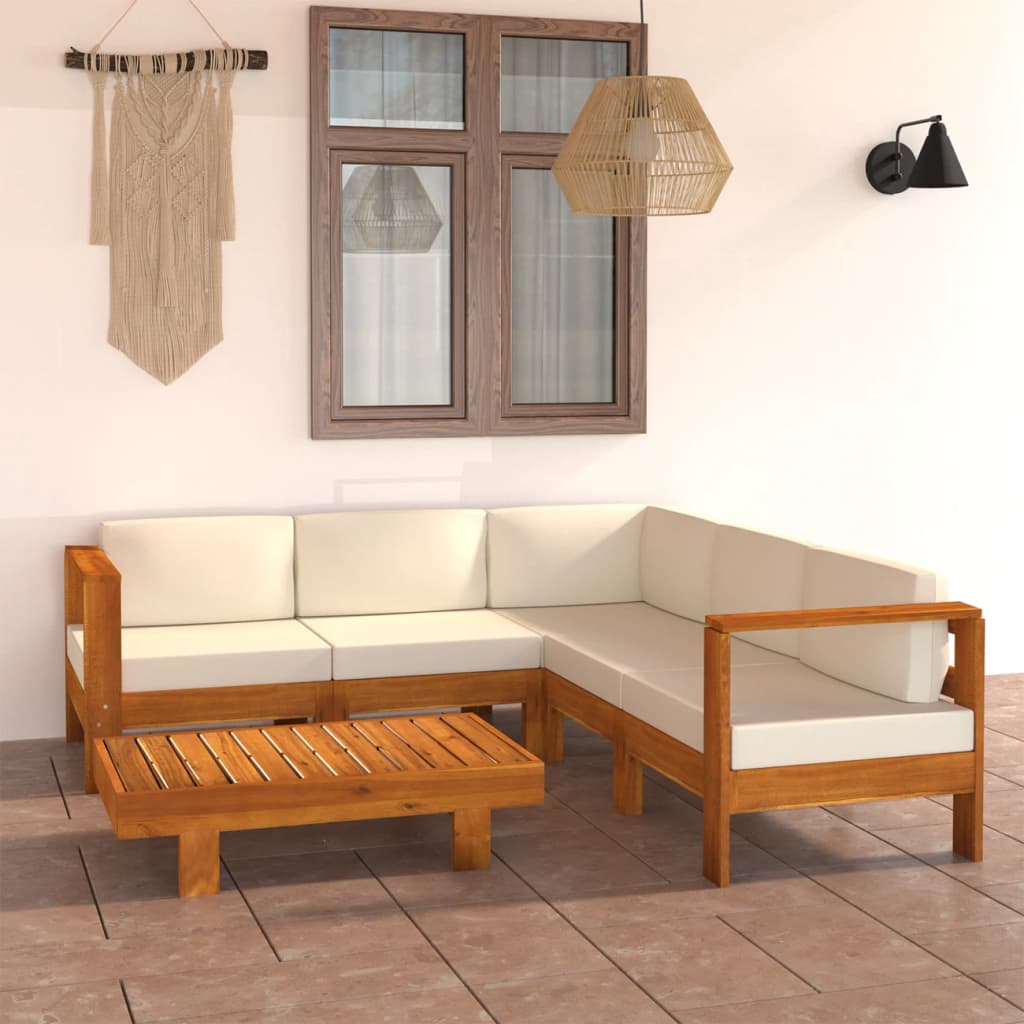 6 részes akácfa kerti pihenőgarnitúra párnákkal 100 x 60 cm