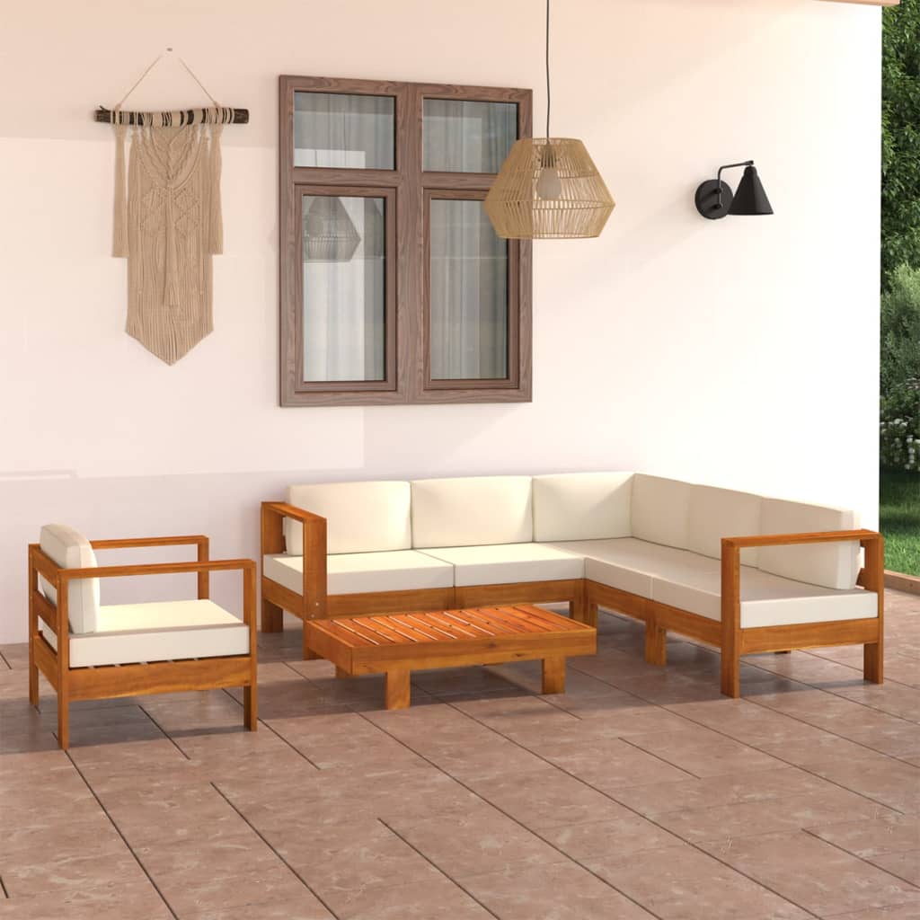 7 részes akácfa kerti pihenőgarnitúra párnákkal 100 x 60 cm