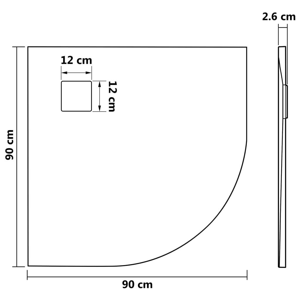 barna SMC zuhanytálca 90 x 90 cm
