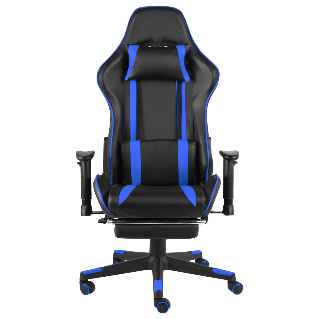 kék PVC forgó gamer szék lábtartóval