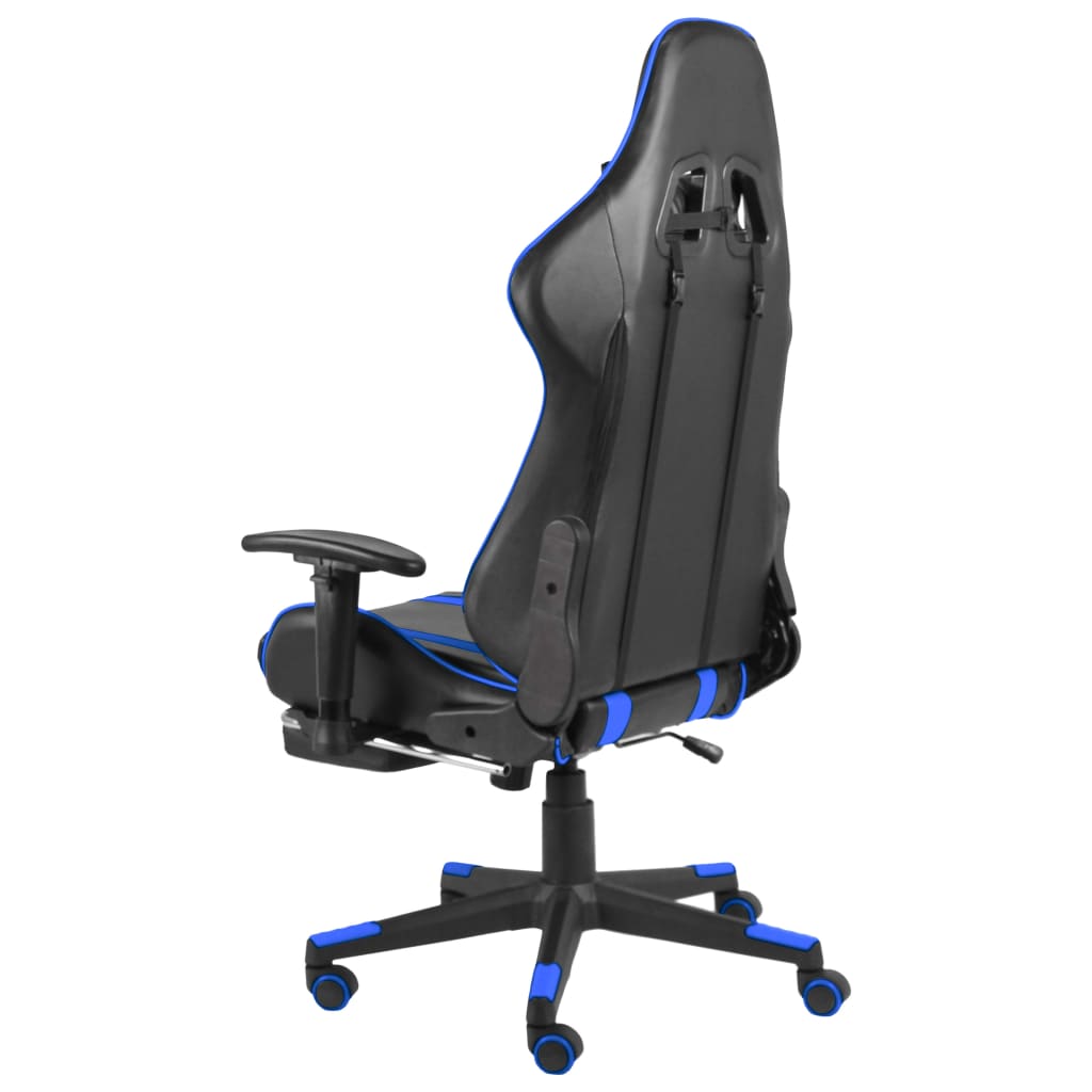 kék PVC forgó gamer szék lábtartóval